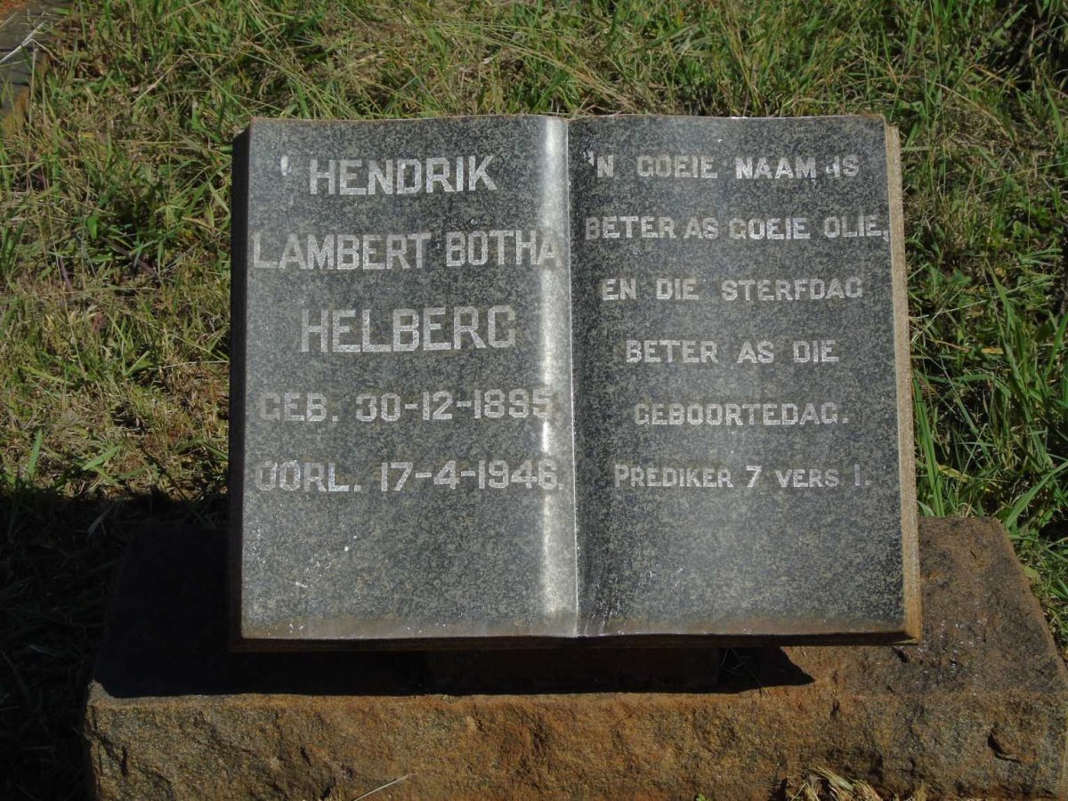 HELBERG Hendrik Lambert Botha 1895-1946