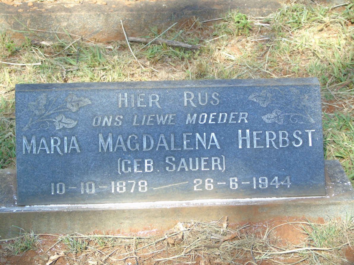 HERBST Maria Magdalena nee SAUER 1878-1944