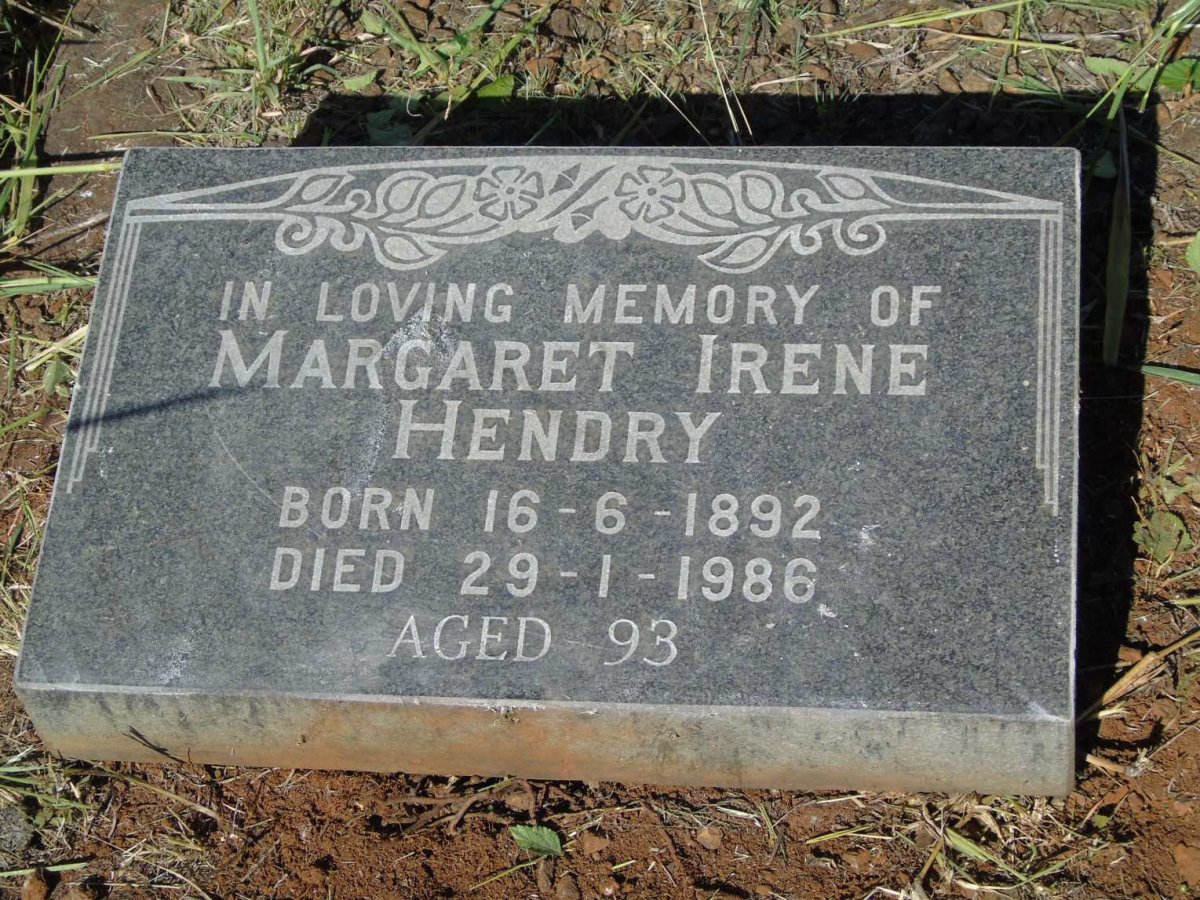 HENDRY Margaret Irene 1892-1986