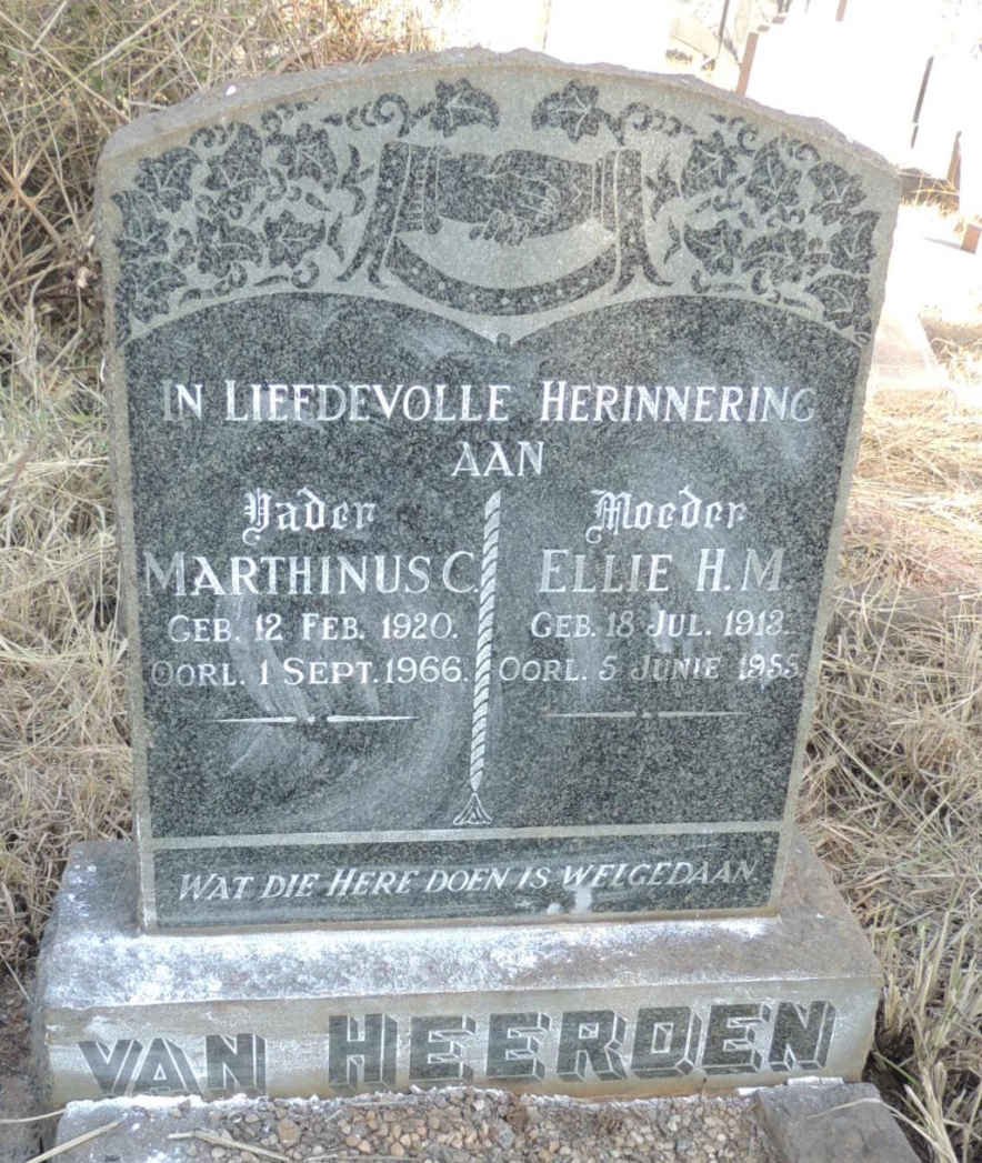 HEERDEN Marthinus C., van 1920-1966 & Ellie H.M. 1913-1955