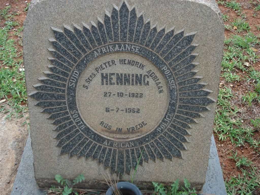 HENNING Pieter Hendrik Adriaan 1922-1962
