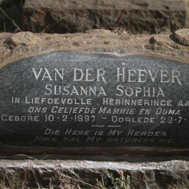 HEEVER Susanna Sophia, van der 1897-1953