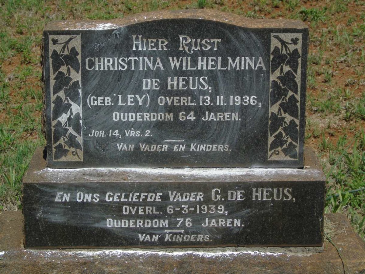 HEUS G., de -1939 & Christina Wilhelmina LEY -1936