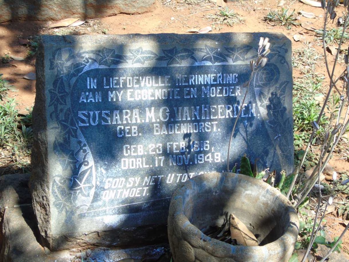 HEERDEN Susara M.G., van nee BADENHORST 1916-1948