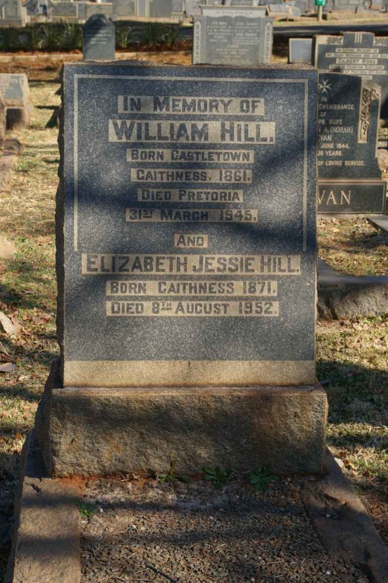HILL William 1861-1945 &amp; Elizabeth Jessie 1871-1952