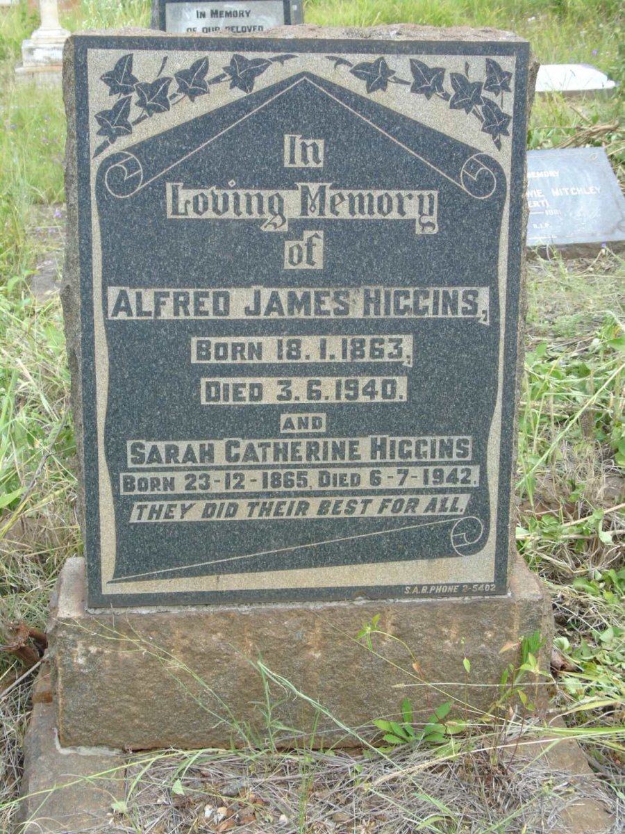HIGGINS Alfred James 1863-1940 & Sarah Catherine 1865-1942