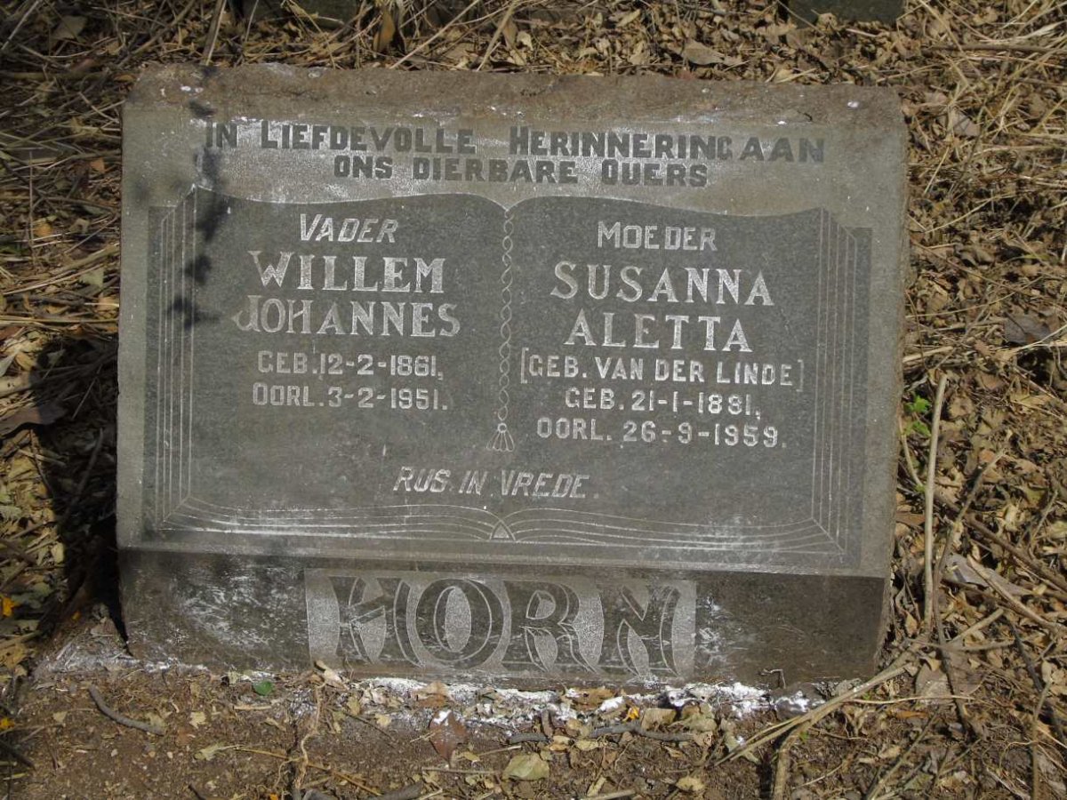 HORN Willem Johannes 1861-1951 & Susanna Aletta VAN DER LINDE 1881-1959