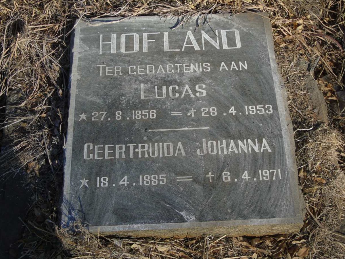 HOFLAND Lucas 1856-1953 & Geertruida Johanna 1885-1971