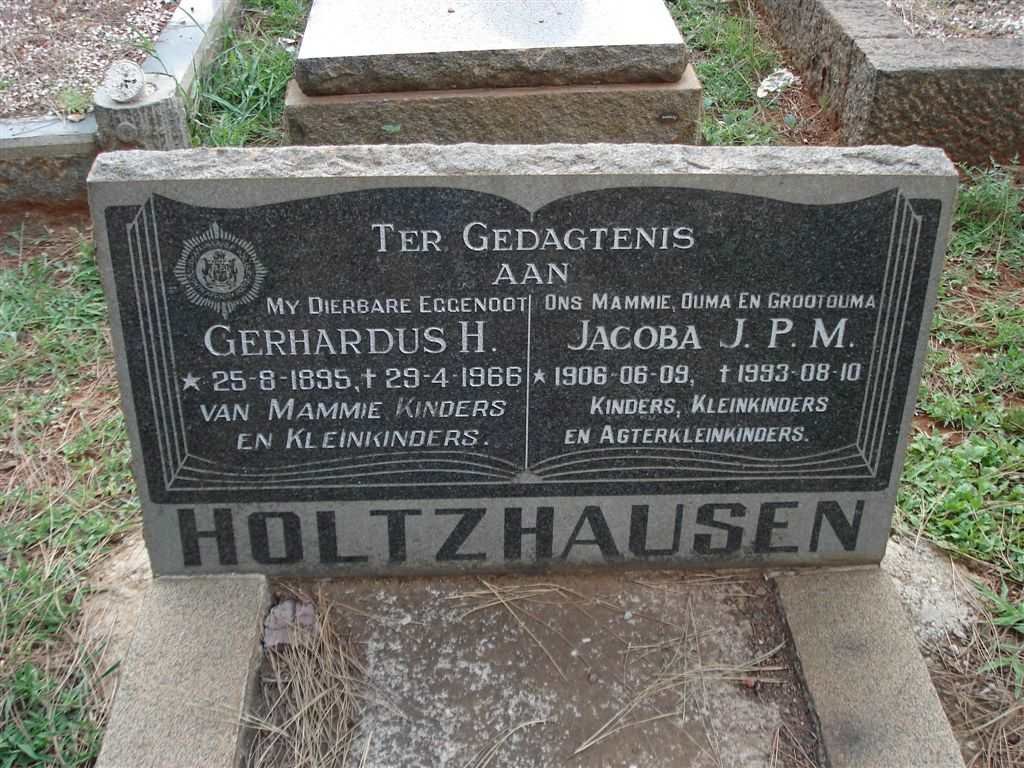 HOLTZHAUSEN Gerhardus H. 1895-1966 &amp; Jacoba J.P.M. 1906-1993