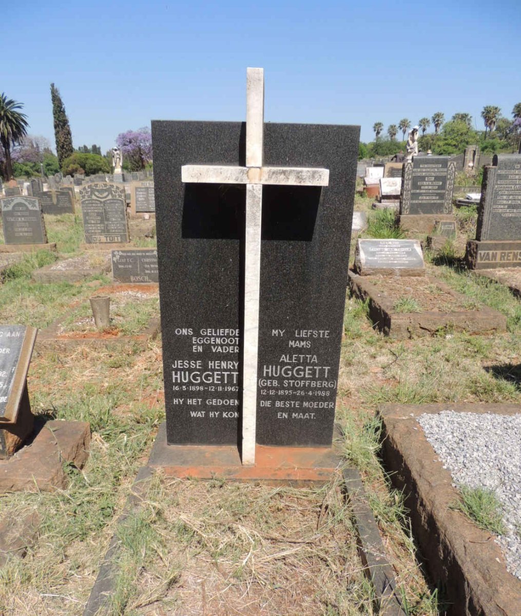 HUGGETT Jesse Henry 1898-1967 &amp; Aletta STOFFBERG 1895-1988
