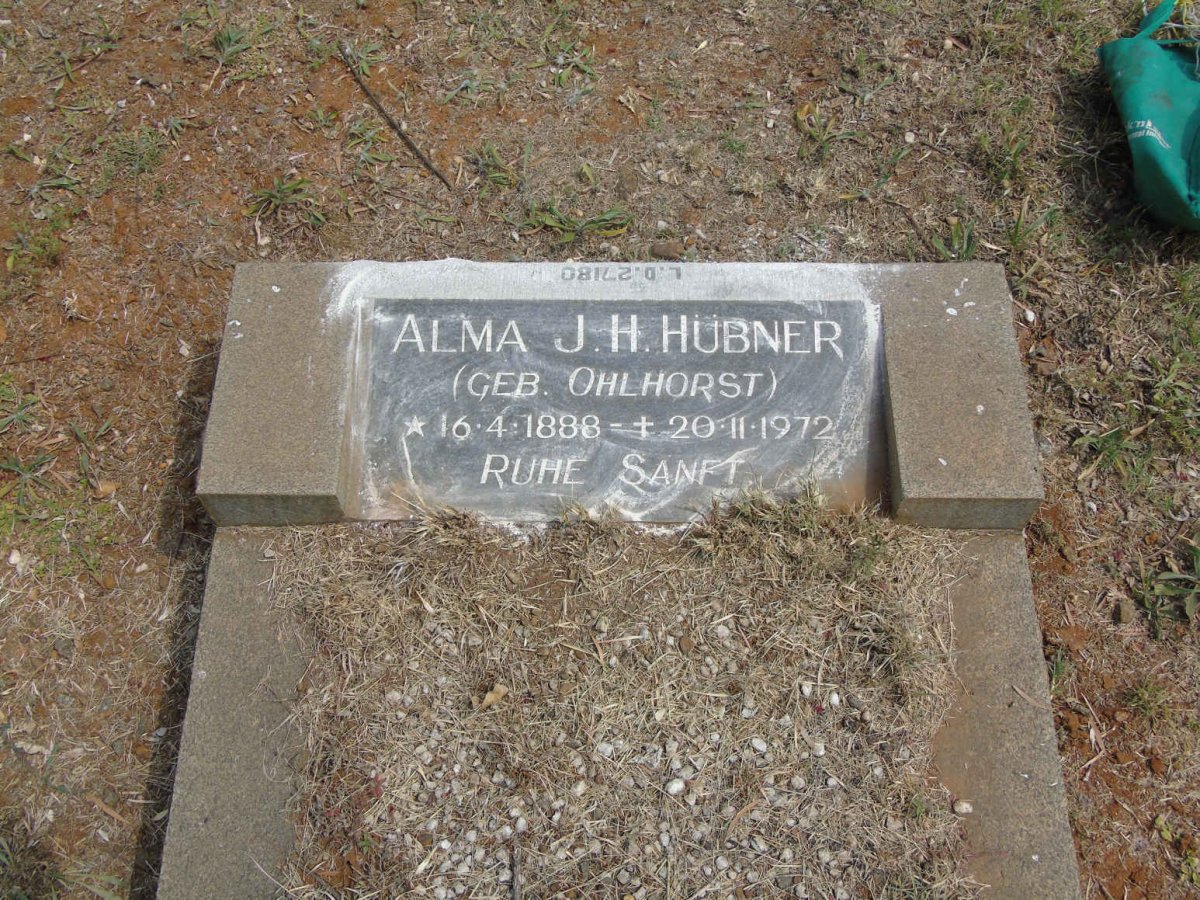 HUBNER Alma J.H. nee OHLHORST 1888-1972