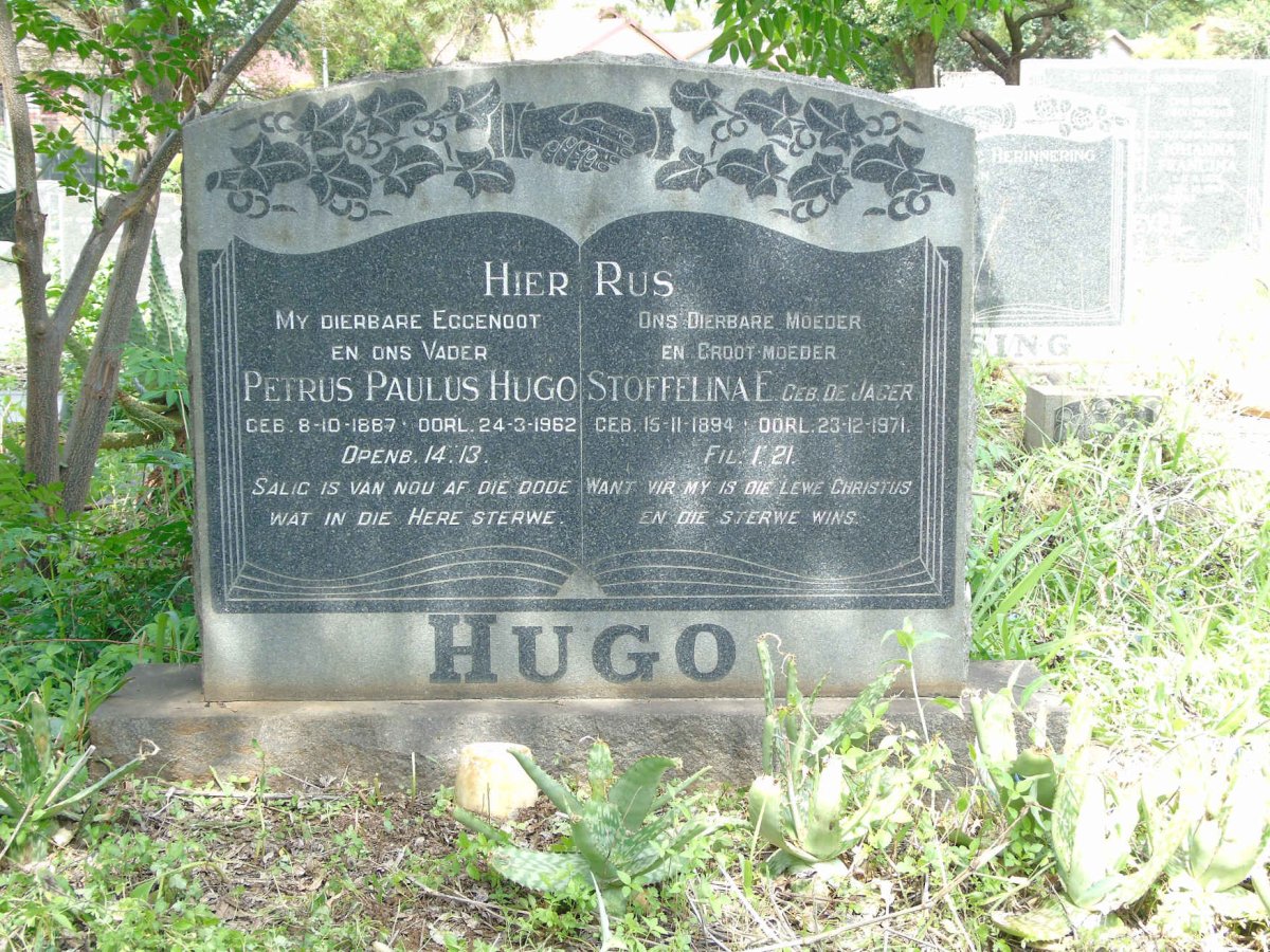 HUGO Petrus Paulus 1887-1962 &amp; Stoffelina E. DE JAGER 1894-1971