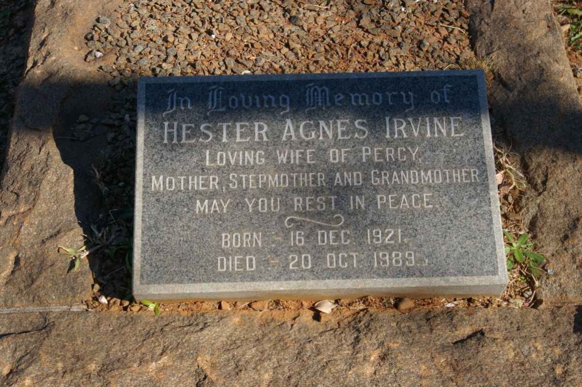 IRVINE Hester Agnes 1921-1989