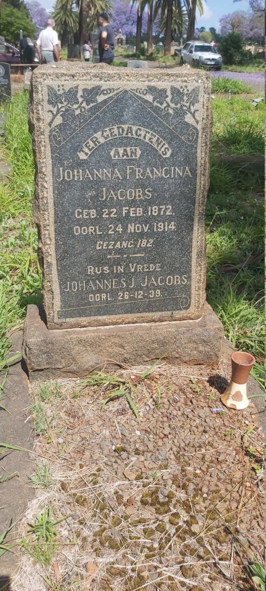 JACOBS Johannes J. -1939 &amp; Johanna Francina 1872-1914