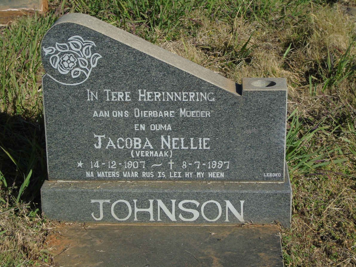 JOHNSON Jacoba Nellie nee VERMAAK 1907-1997