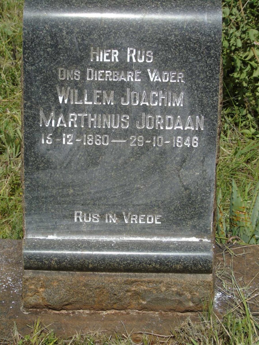 JORDAAN Willem Joachim Marthinus 1860-1946