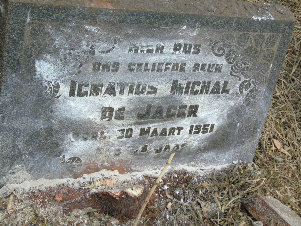 JAGER Ignatius Michal, de -1951