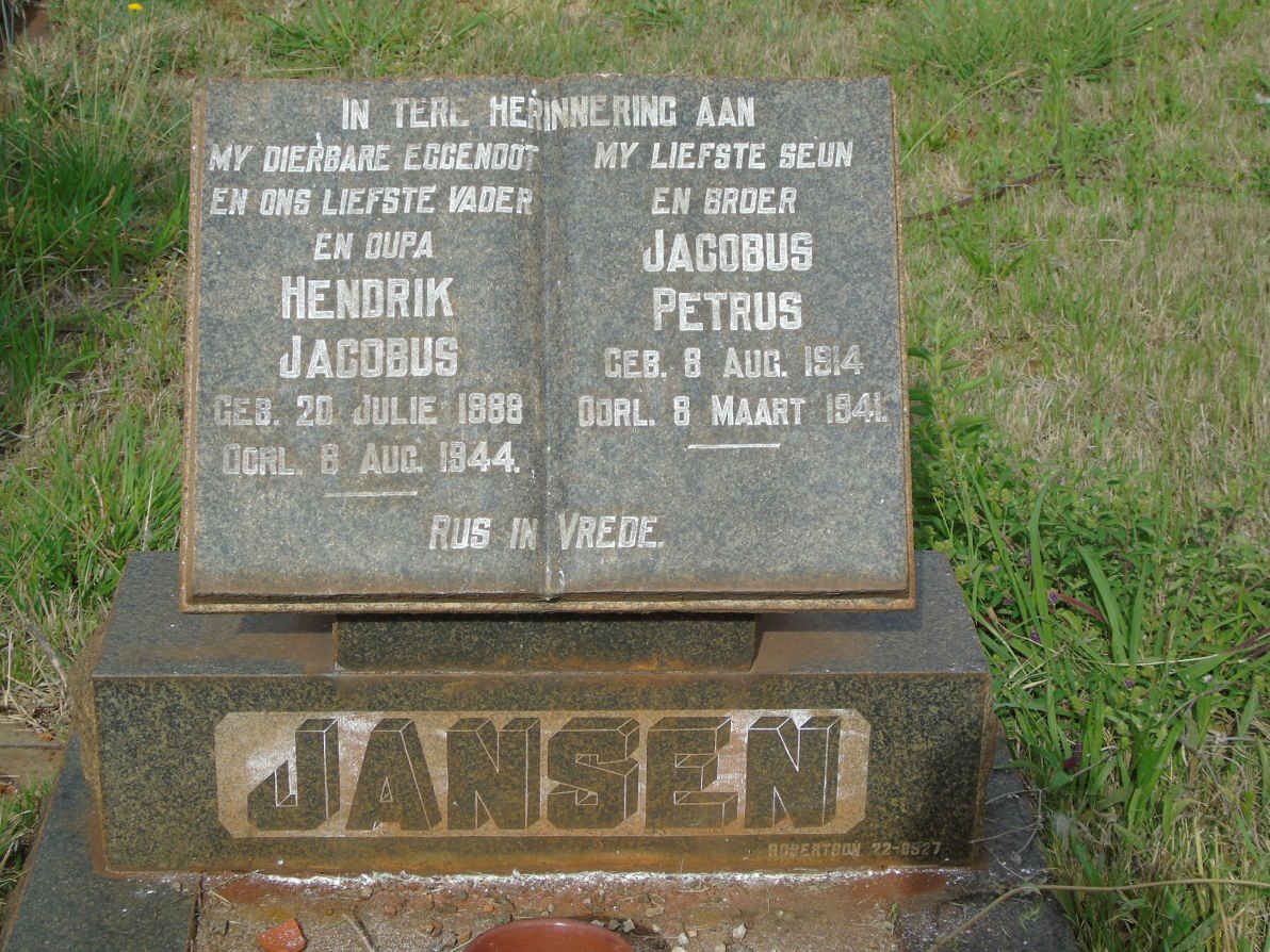 JANSEN Hendrik Jacobus 1888-1944 :: JANSEN Jacobus Petrus 1914-1941