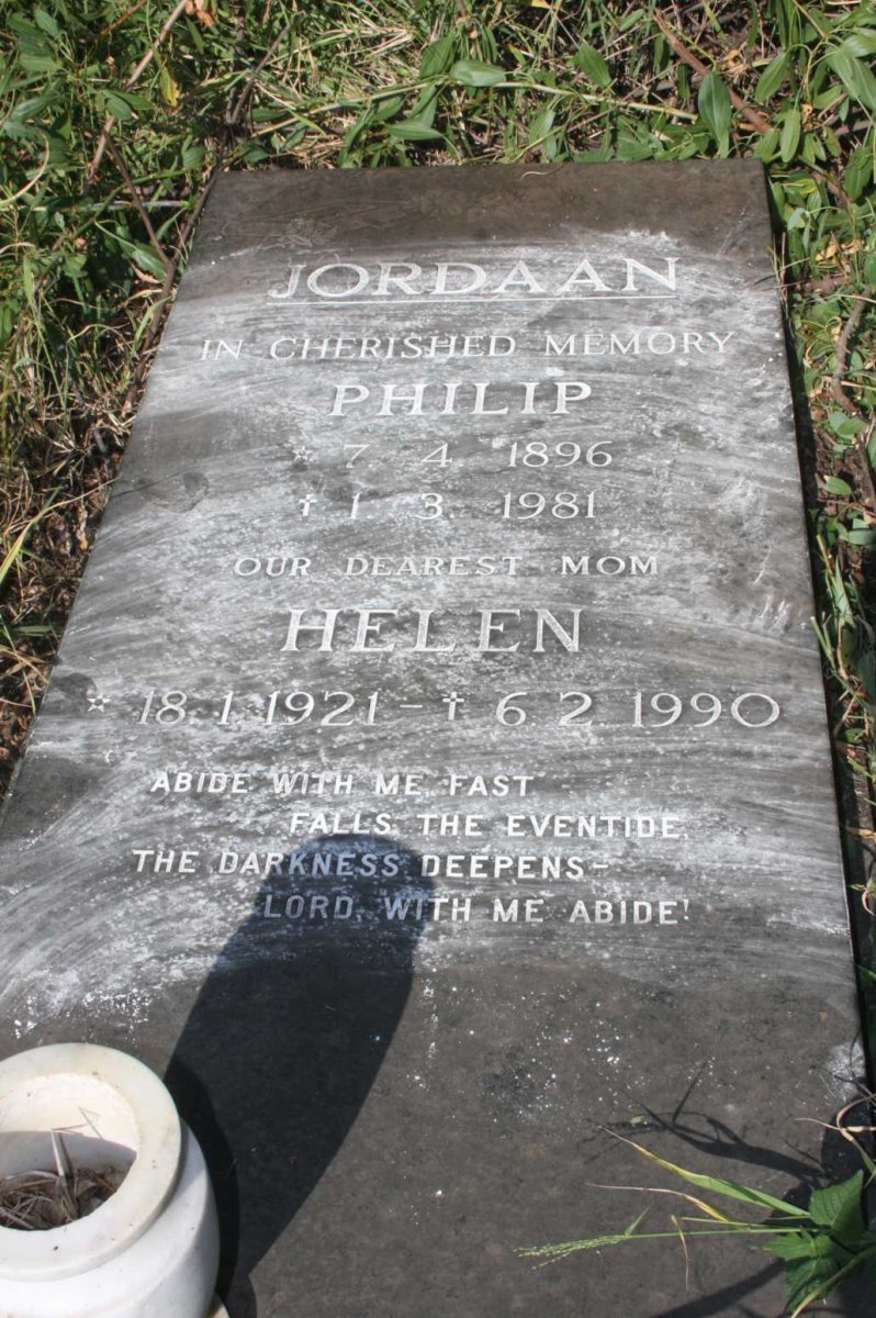 JORDAAN Philip 1896-1981 &amp; Helen 1921-1990
