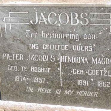 JACOBS Pieter Jacobus 1874-1957 & Hendrina Magdalena COETZEE 1891-1962