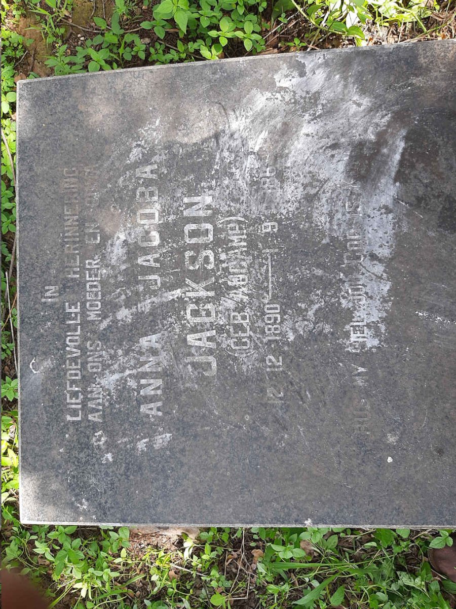 JACKSON Anna Jacoba nee AUCAMP 1890-1986
