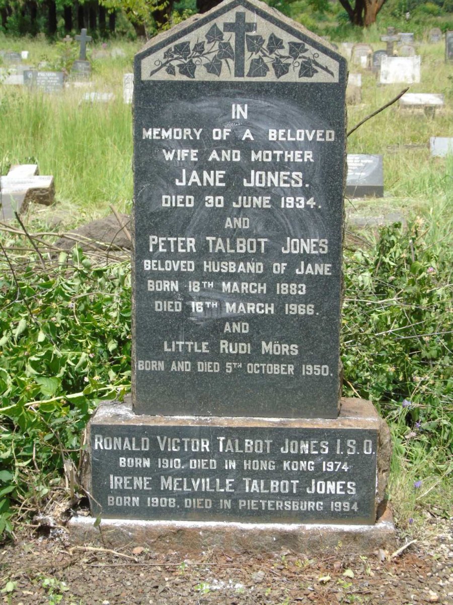 JONES Peter Talbot 1883-1966 & Jane -1934 :: MORS Rudi -1950 ::  JONES Ronald Victor Talbot 1910-1974 :: JONES Irene Melville Talbot 1908-1994