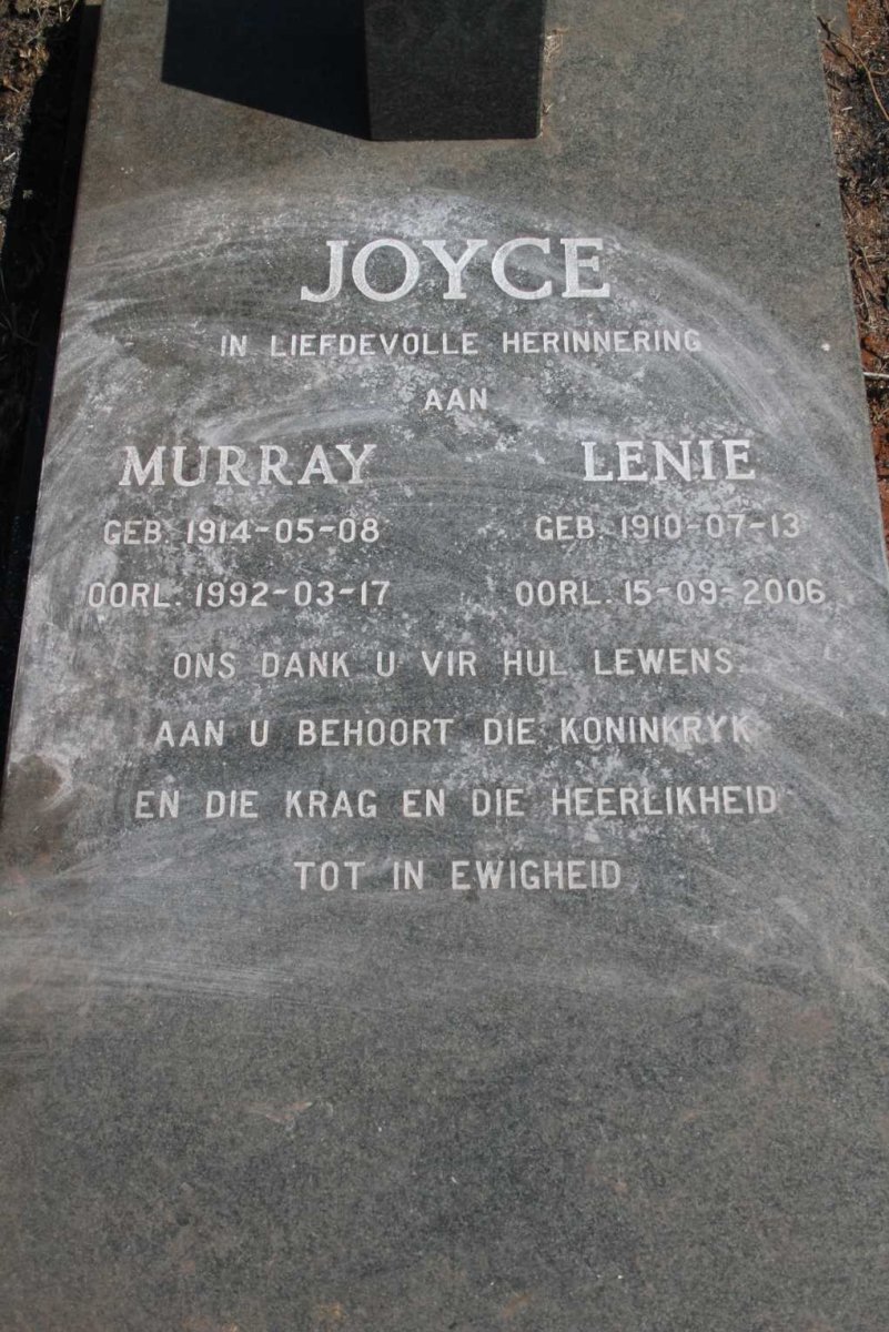 JOYCE Murray 1914-1992 & Lenie 1910-2006
