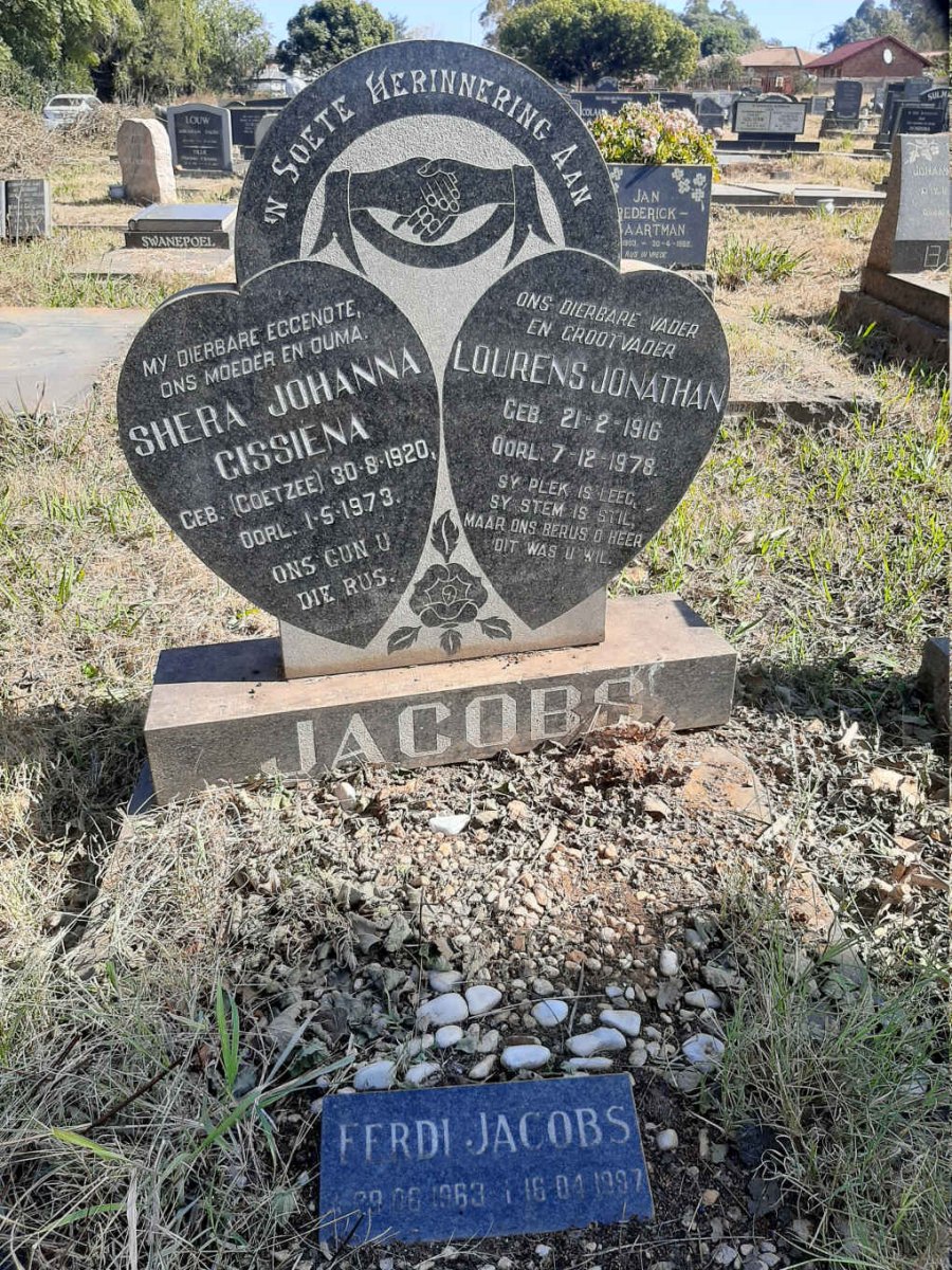 JACOBS Lourens Jonathan 1916-1978 &amp; Shera Johanna Gissiena COETZEE 1920-1973
