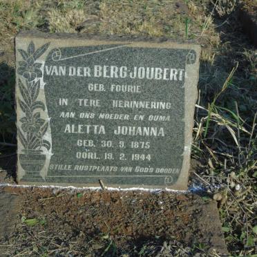 JOUBERT Aletta Johanna, VAN DER BERG nee FOURIE 1875-1944