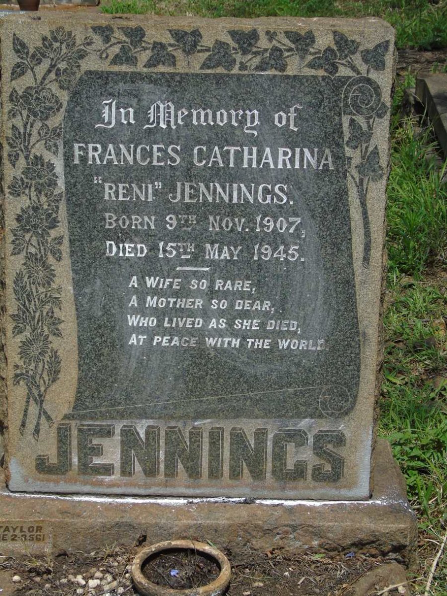 JENNINGS Frances Catharina 1907-1945
