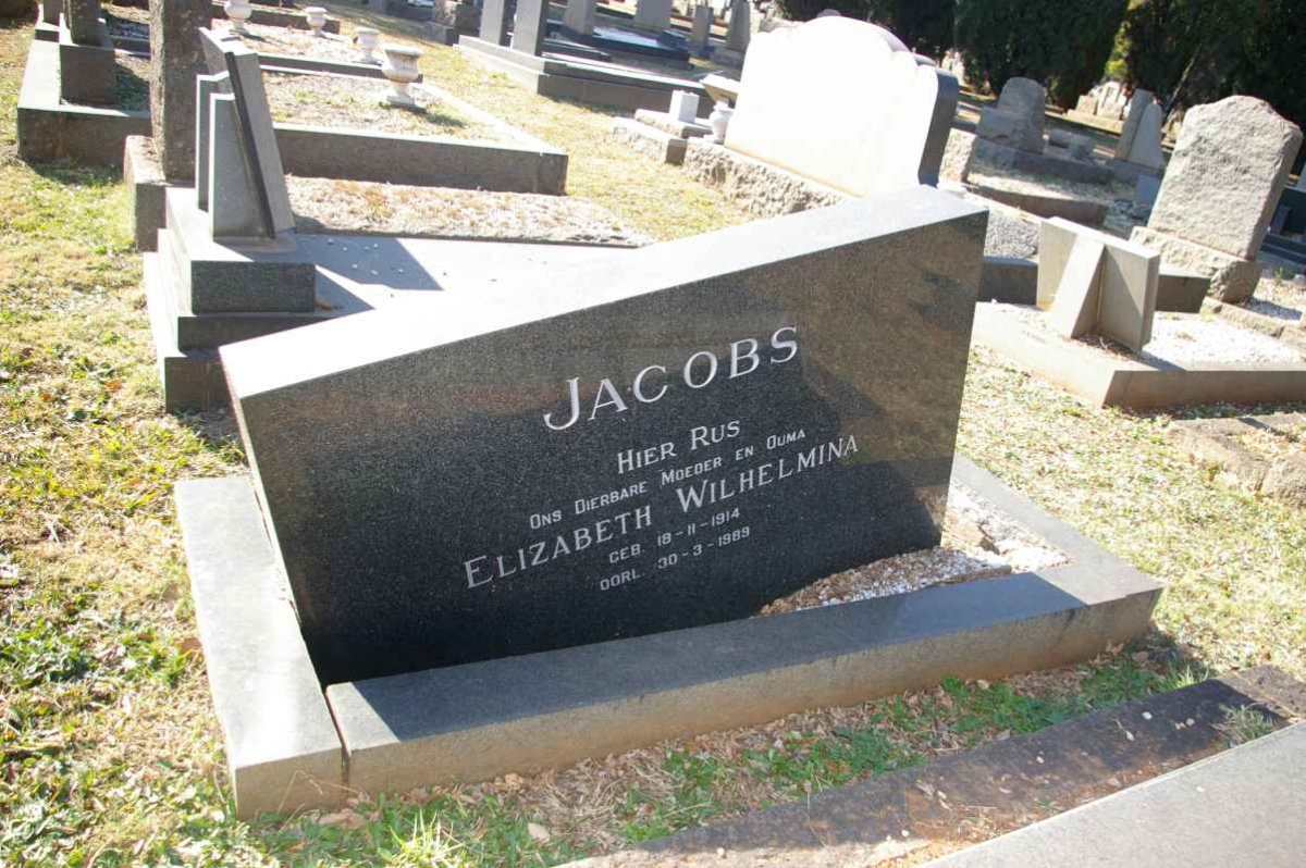 JACOBS Elizabeth Wilhelmina 1914-1989