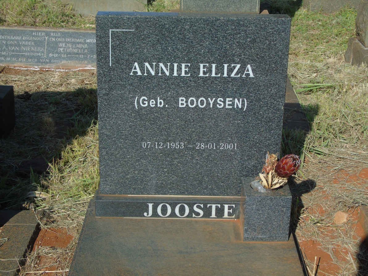 JOOSTE Annie Eliza nee BOOYSEN 1953-2001