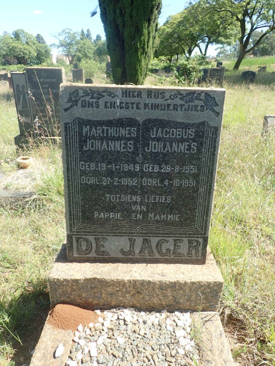 JAGER Marthunes Johannes, de 1949-1952 :: DE JAGER Jacobus Johannes 1951-1951
