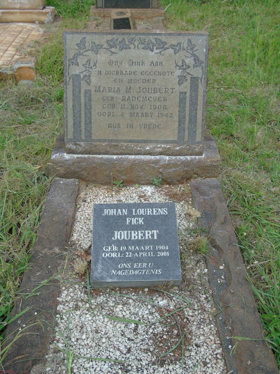 JOUBERT Johan Lourens Fick 1904-2001 &amp; Maria M. RADEMEYER 1906-1942