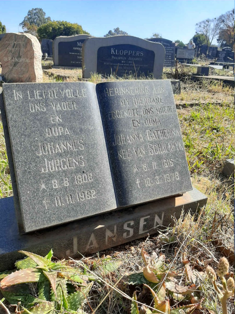 JANSEN Johannes Jurgens 1908-1982 &amp; Johanna Catherina VAN SCHALKWYK 1915-1978