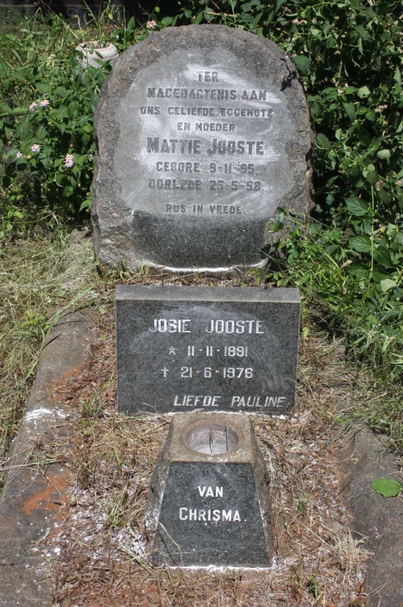 JOOSTE Josie 1891-1976 &amp; Mattie 1995-1958