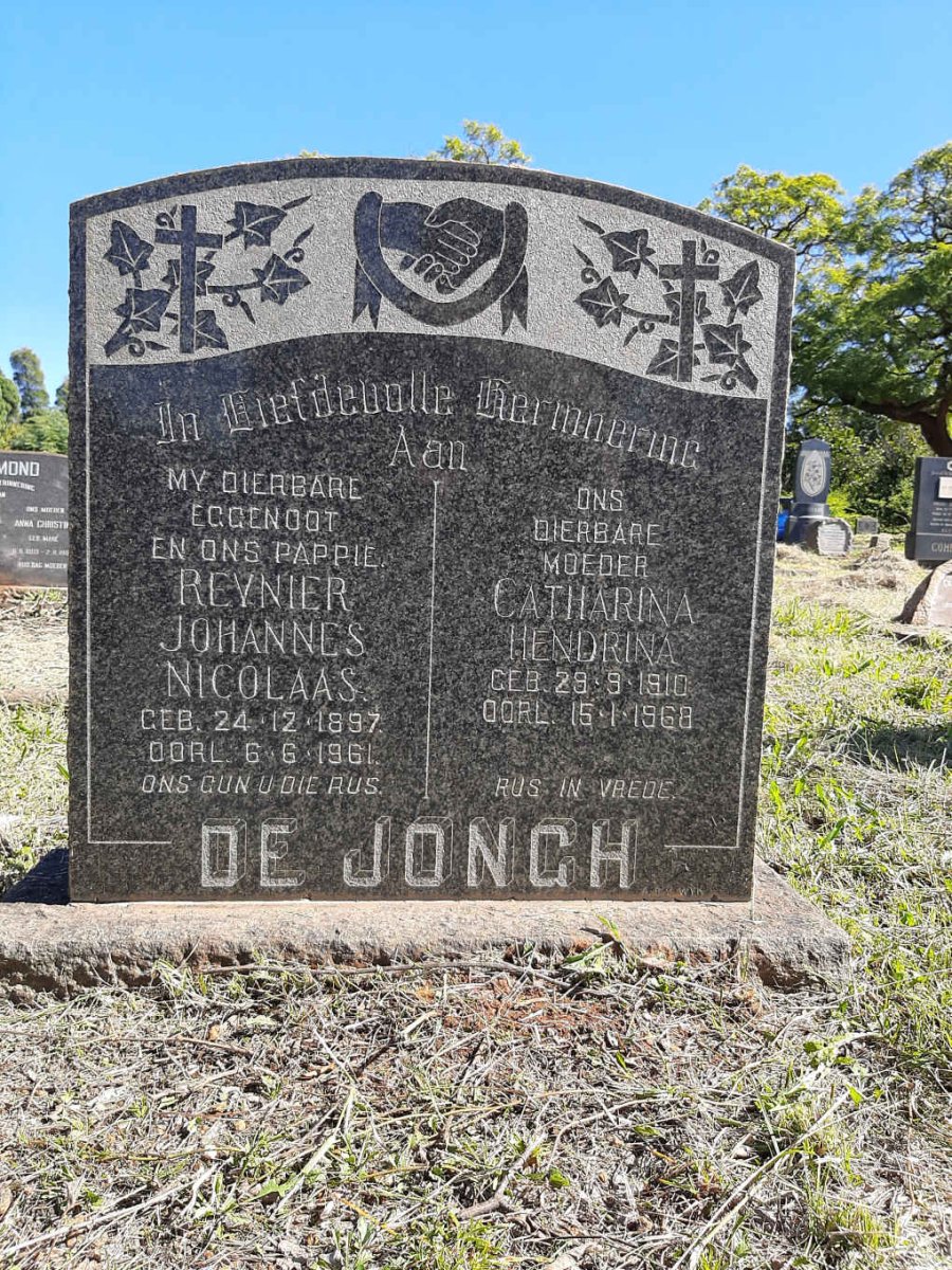 JONGH Reynier Johannes Nicolaas, de 1897-1961 &amp; Catharina Hendrina 1910-1968