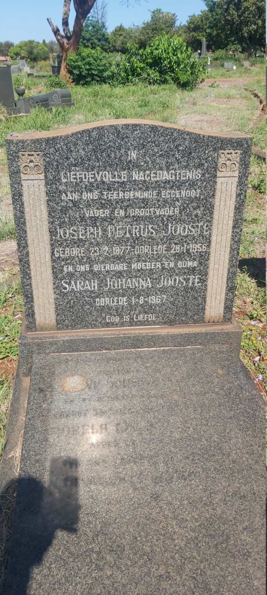 JOOSTE Joseph Petrus 1877-1956 &amp; Sarah Johanna -1967