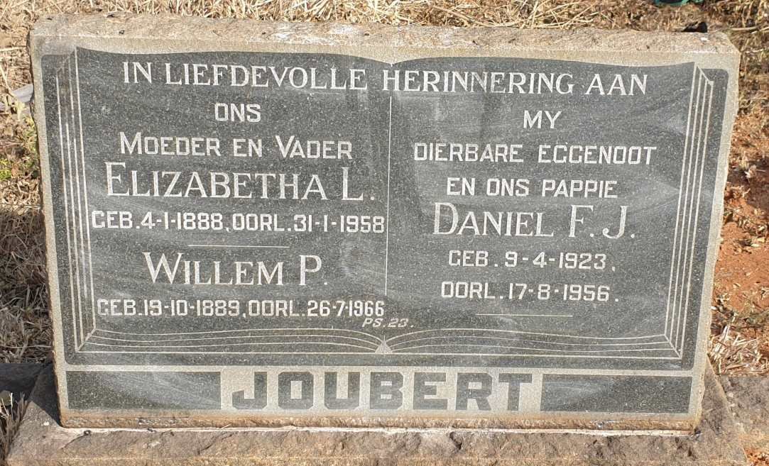 JOUBERT Willem P. 1889-1966 & Elizabetha L. 1888-1958 :: JOUBERT Daniel F.J. 1923-1956
