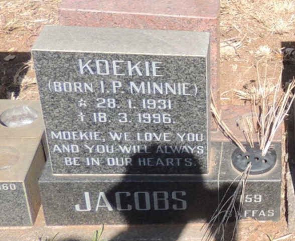 JACOBS I.P. nee MINNIE 1931-1996