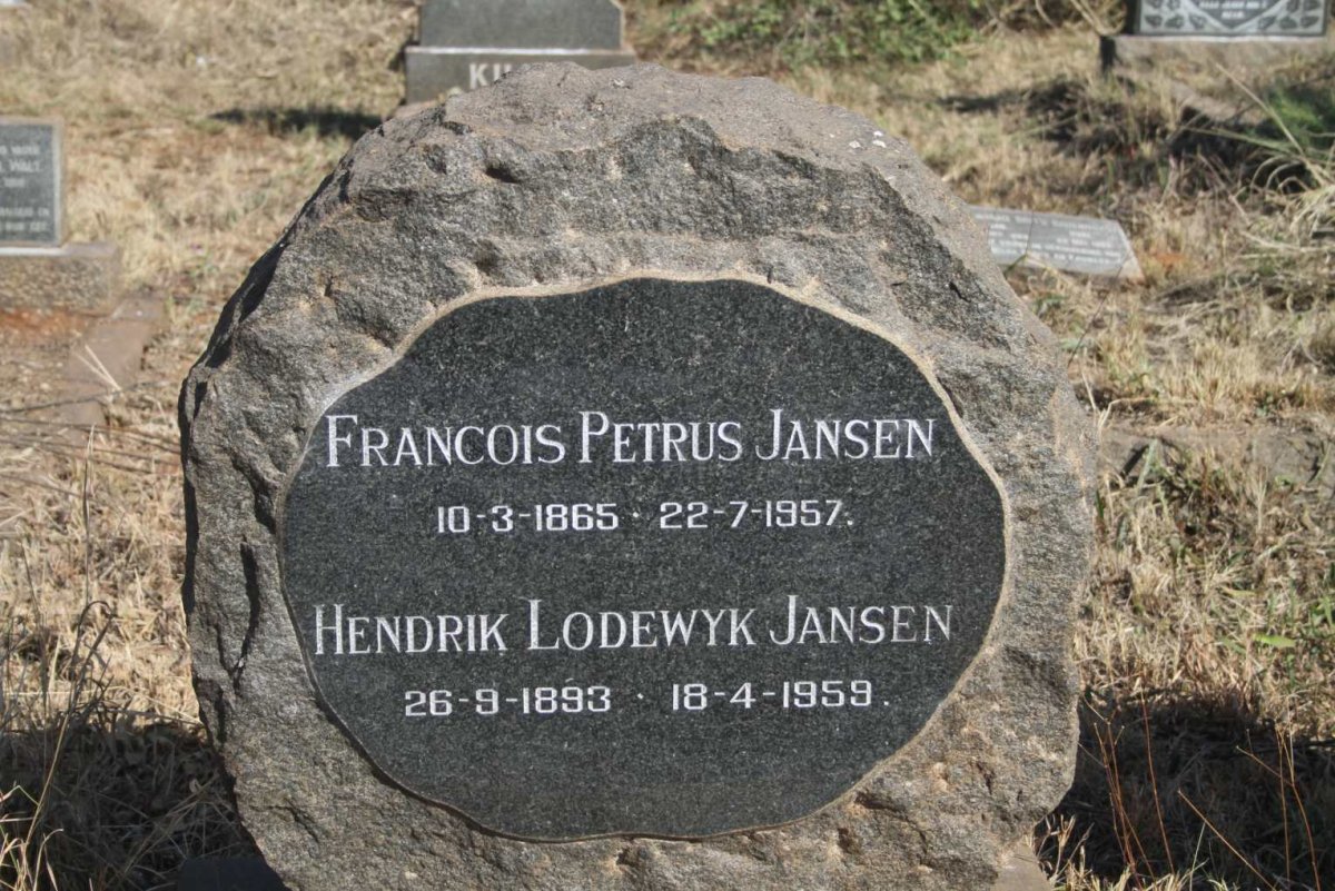 JANSEN Francois Petrus 1865-1957 :: JANSEN Hendrik Lodewyk 1893-1959