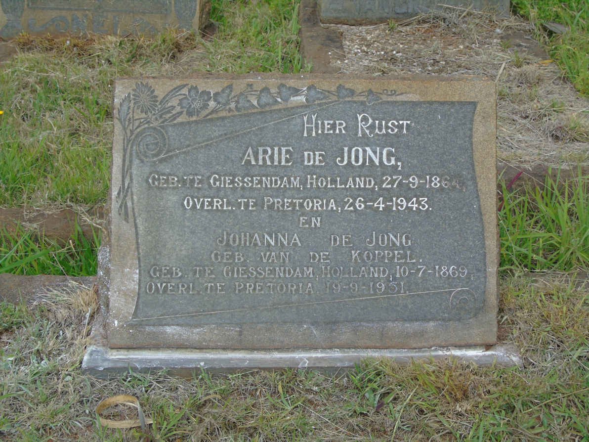 JONG Arie, de 1864-1943 &amp; Johanna DE KOPPEL 1869-1951