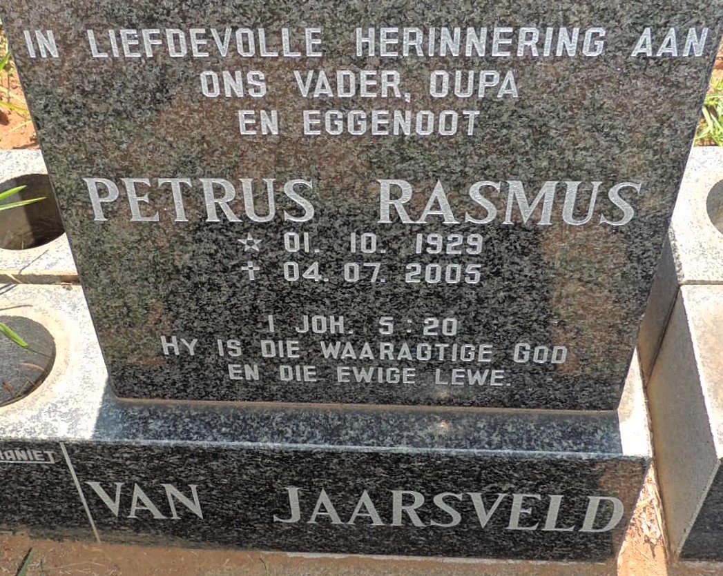 JAARSVELD Petrus Rasmus, van 1929-2005
