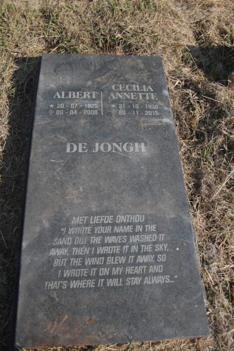 JONGH Albert, de 1925-2008 & Cecilia Annette 1930-2015