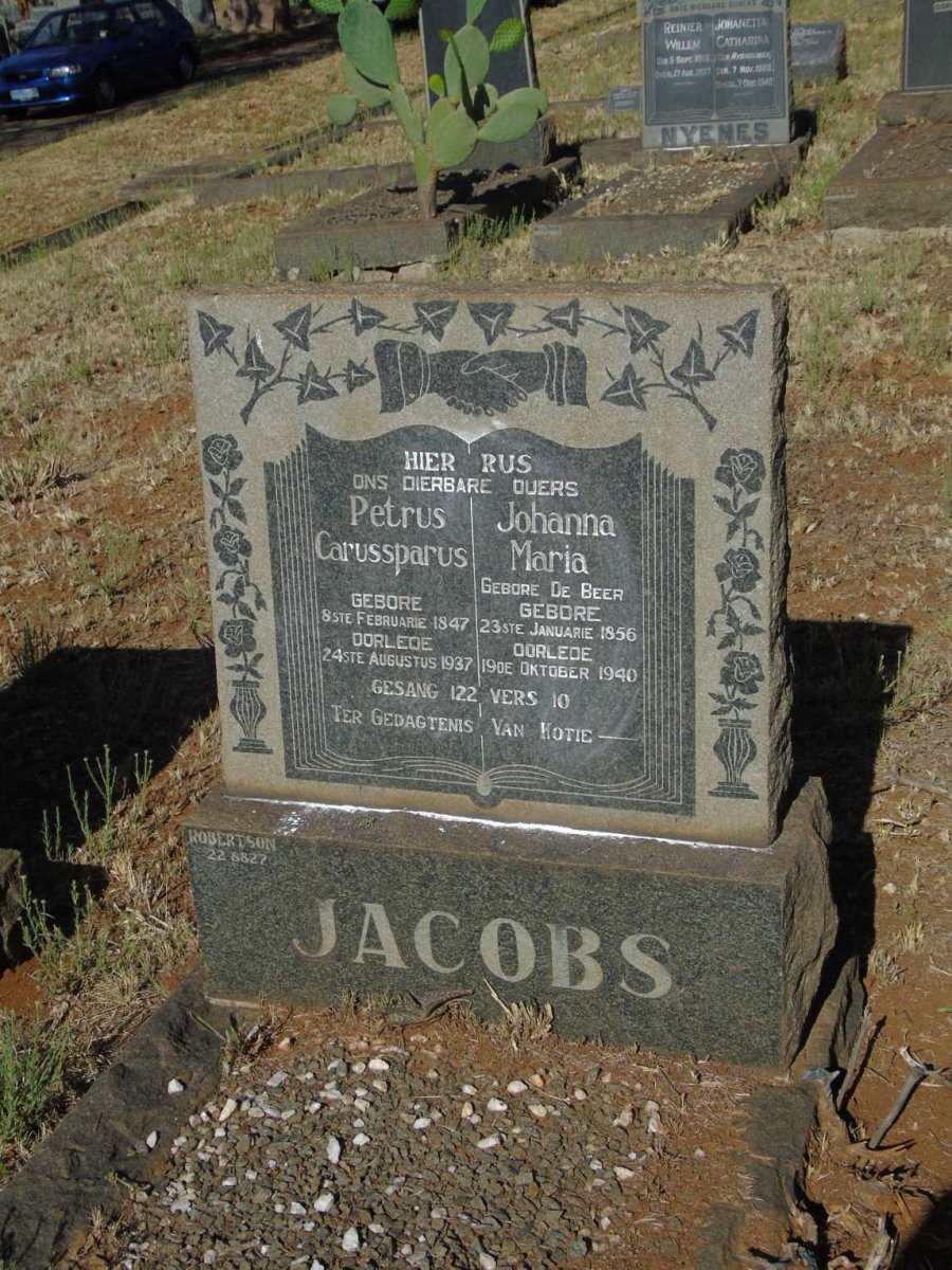 JACOBS Petrus Carussparus 1847-1937 & Johanna Maria DE BEER 1856-1940