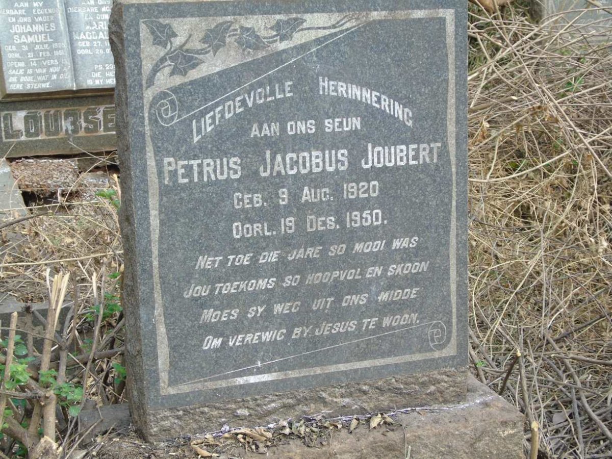 JOUBERT Petrus Jacobus 1920-1950