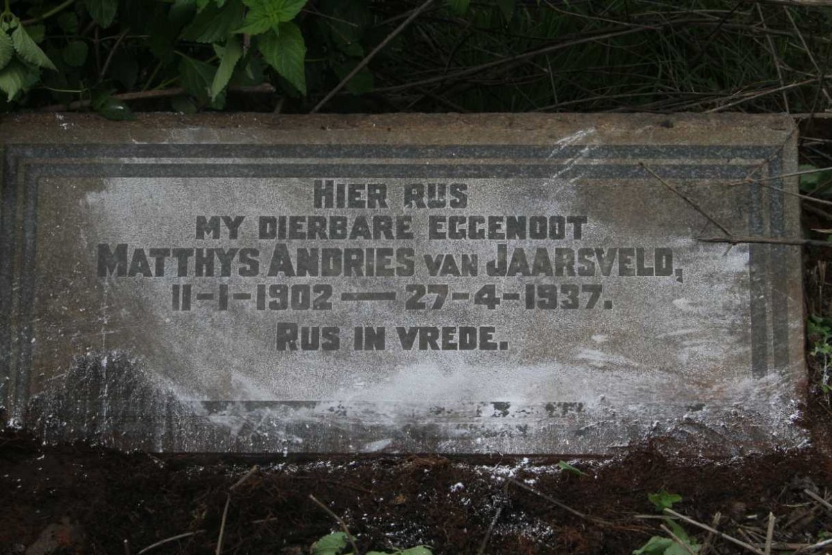 JAARSVELD Matthys Andries, van 1902-1937