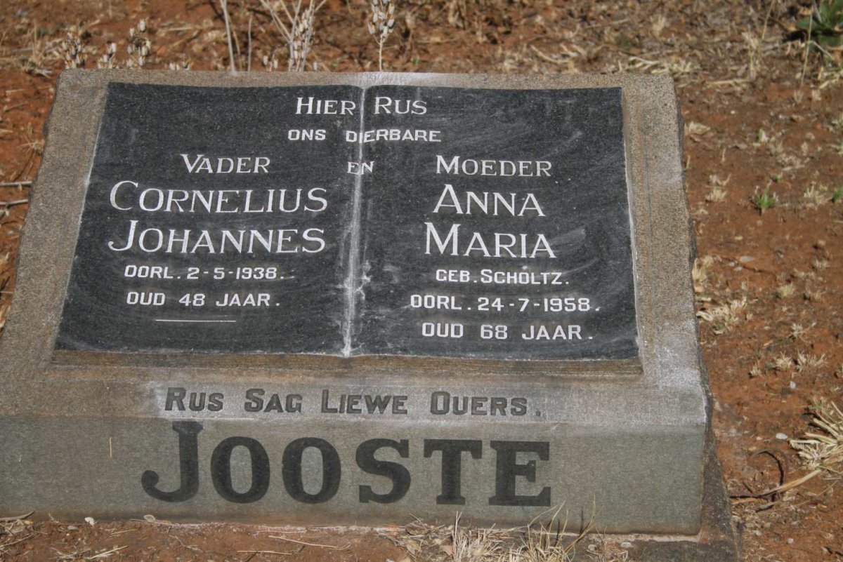JOOSTE Cornelius Johannes -1938 & Anna Maria SCHOLTZ -1958