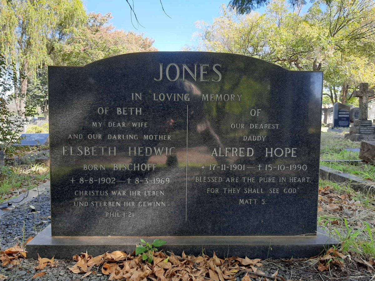 JONES Alfred Hope 1901-1990 &amp; Elsbeth Hedwig BISCHOFF 1902-1969