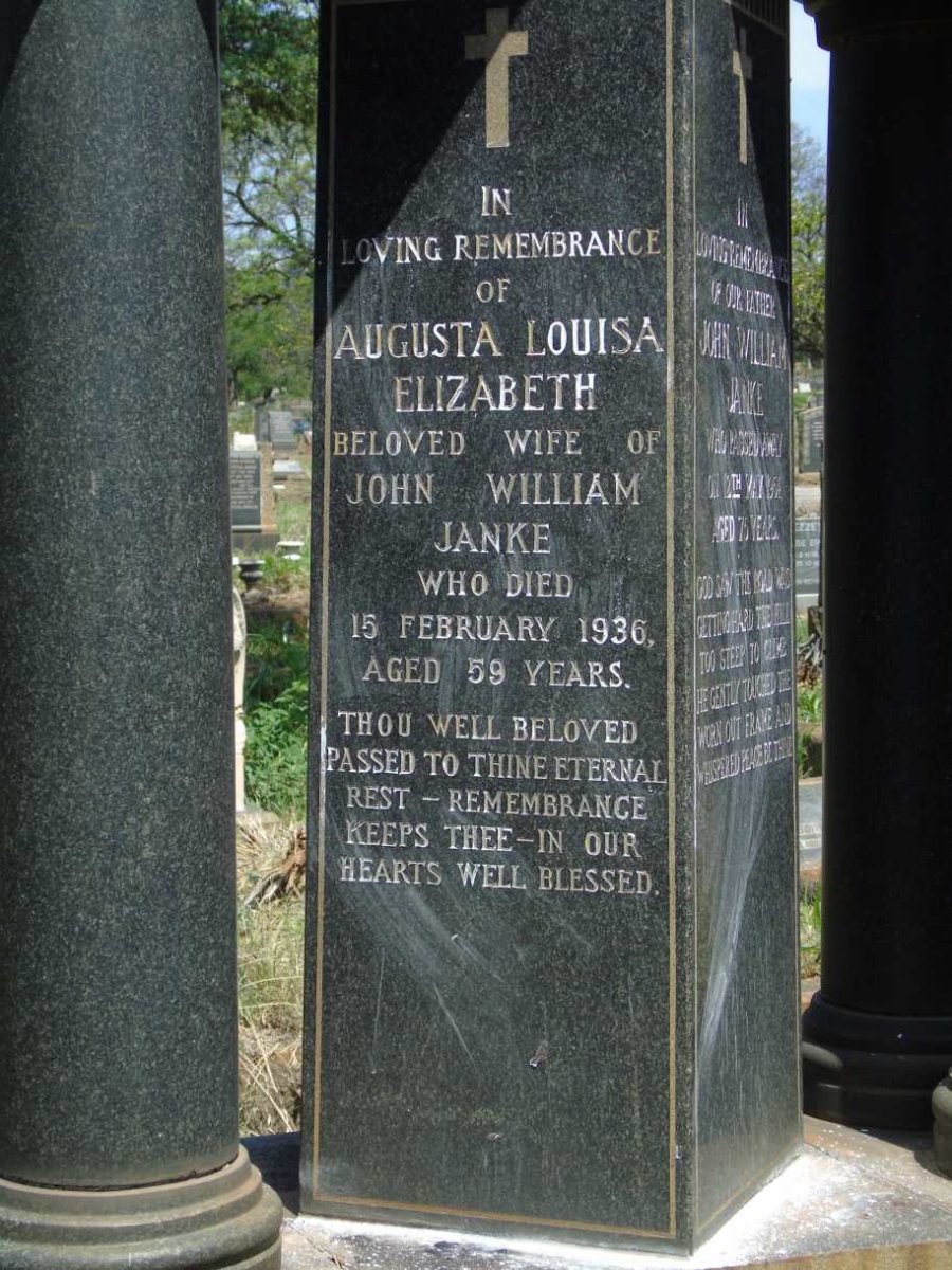 JANKE John William -1951 & Augusta Louisa Elizabeth -1936_2